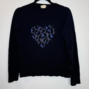 Kate Spade leopard Heart Cotton Silk Wool Pullover Sweater size small